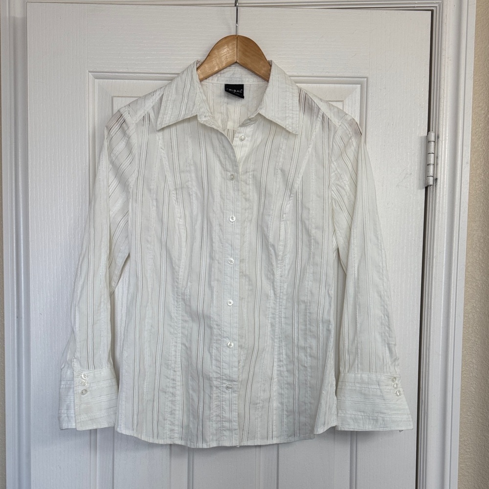 White Fitted Button-Up Shirt